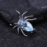 Azure Topaz Spider Brooch
