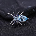 Azure Topaz Spider Brooch