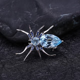 Azure Topaz Spider Brooch