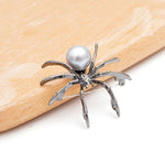 Silver Metal Spider Brooch
