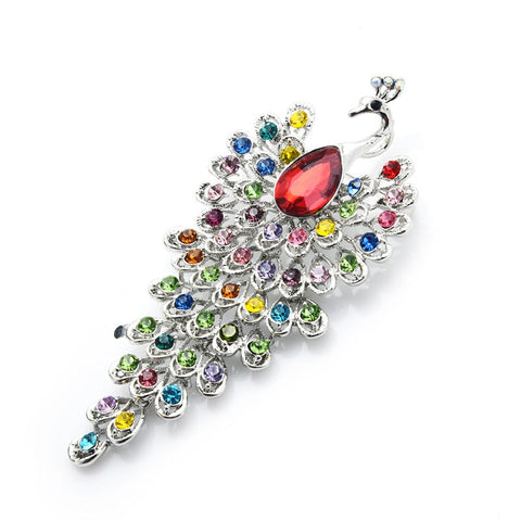 Multicolored Dress Bird Brooch
